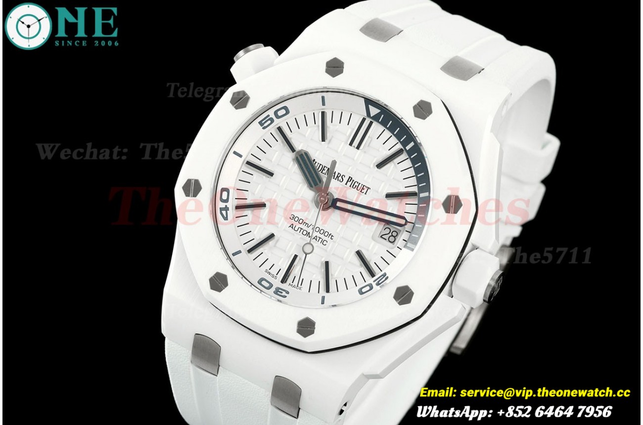 Royal Oak Diver 15707 White Ceramic/RU White Dial APSF SA3120