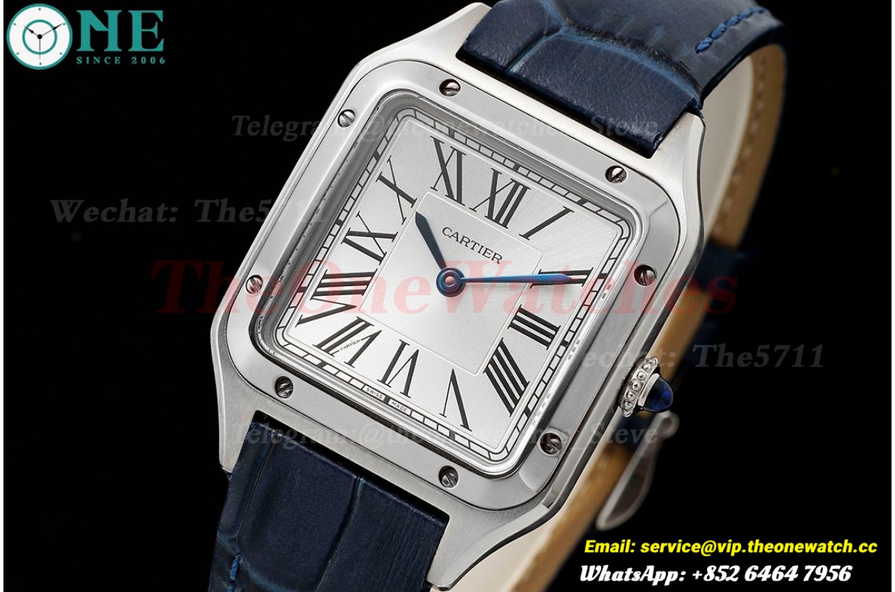 Santos Dumont Blue SS/LE Silver Dial AF Quartz