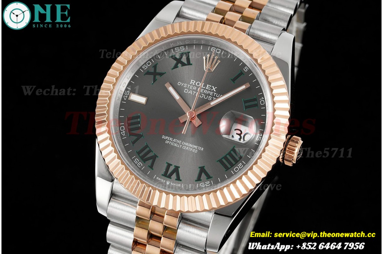 Datejust 41mm Grey/Rmn SS/RG Jubilee 904L DIW A3235