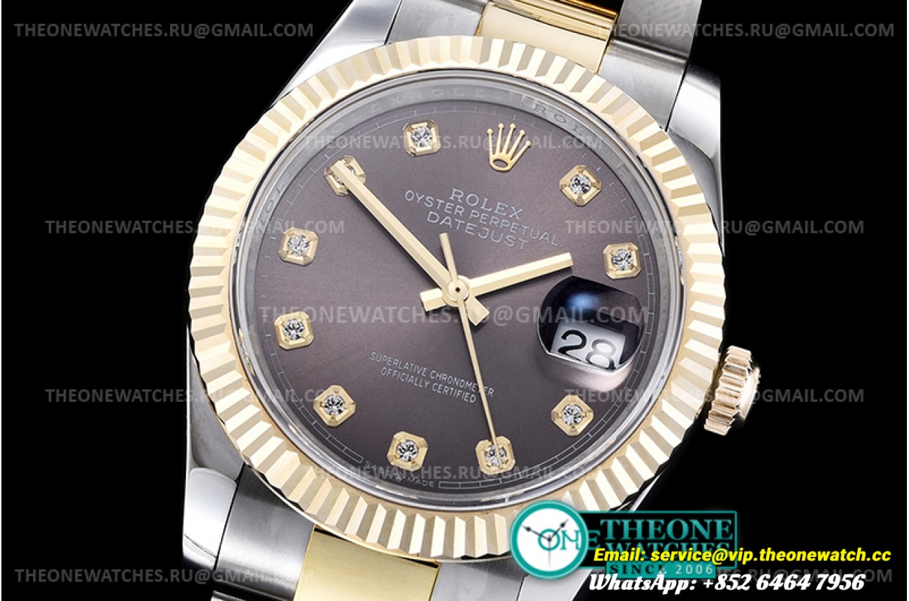Rolex - DJ 36mm Oyst Flt 904L Wrp YG/SS Grey Diam GMF A2824