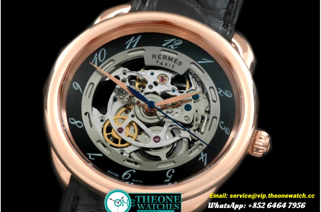 Hermes - Arceau Skeleton RG/LE Black Asian 2824