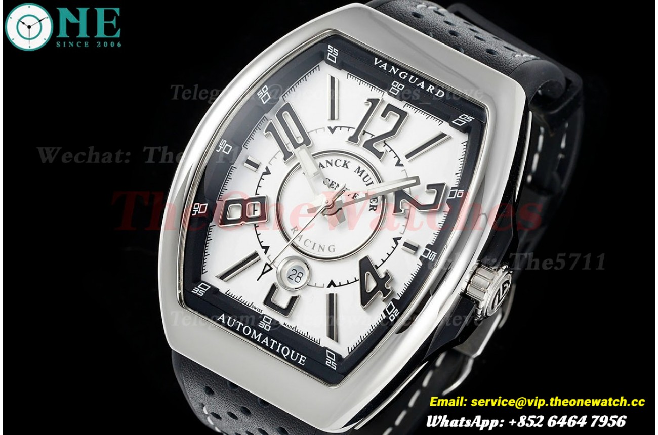 Vanguard Mens 44mm SS/LE White/Black ABF A2824