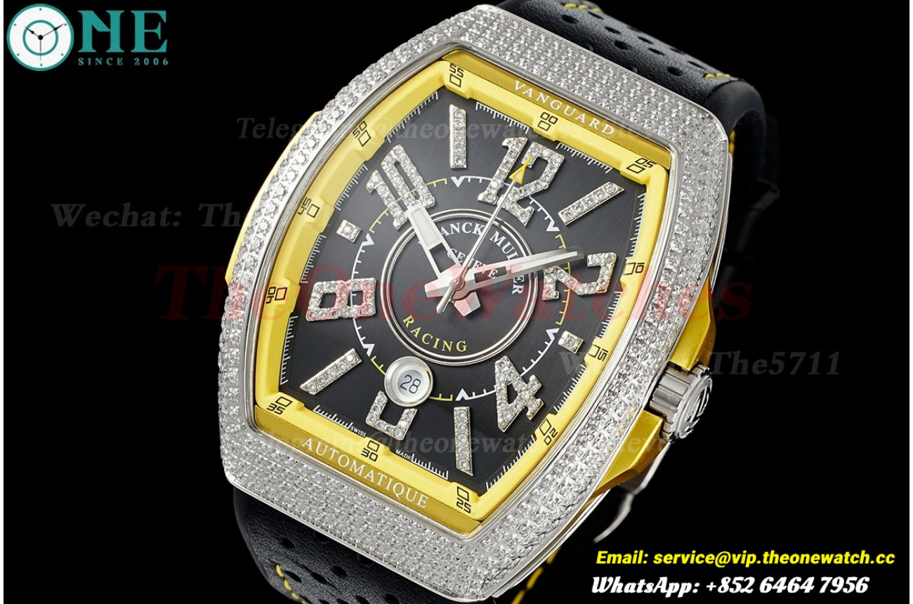 Vanguard Mens 44mm Dia SS/LE Black/Yellow ABF A2824