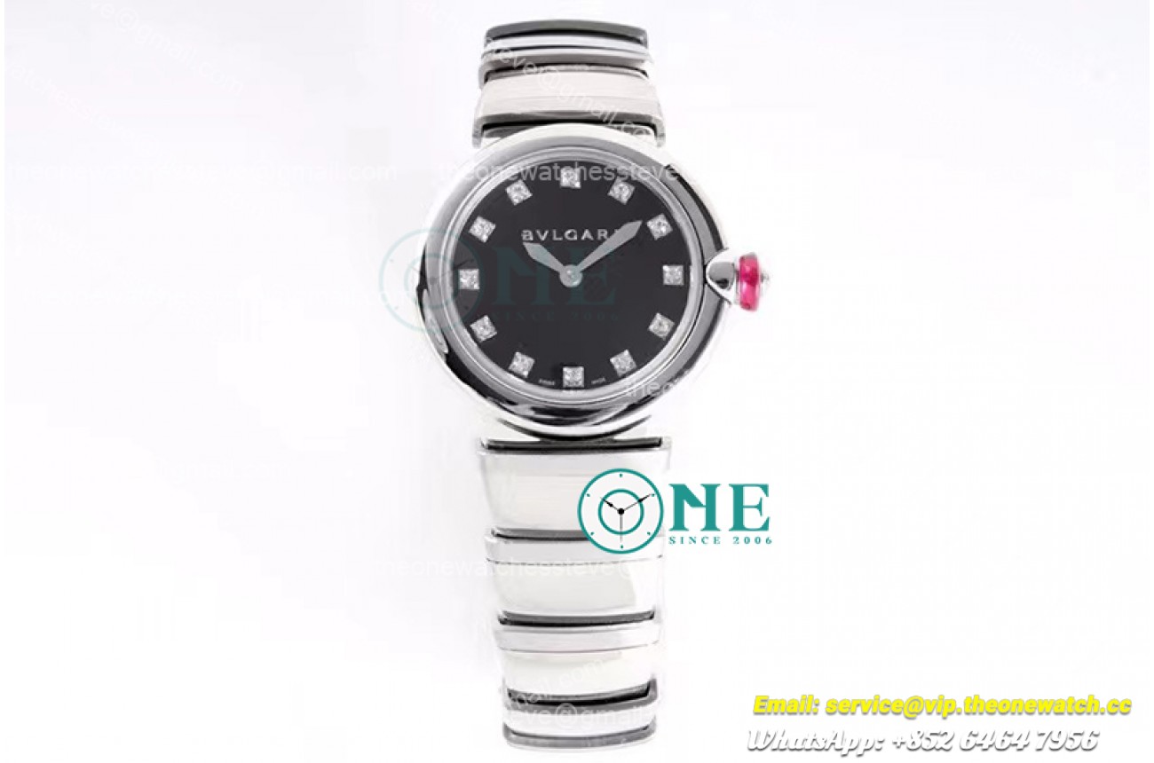 Bvlgari - Lvcea series 28mm SS/SS Blk/Dia BVF Swiss Qua