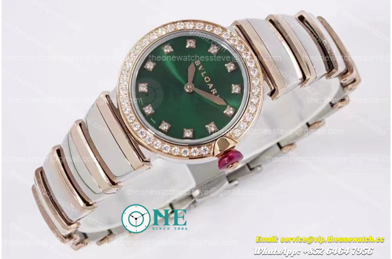 Bvlgari - Lvcea series 28mm RG/SS Grn/Dia Diam BVF Swiss Qua