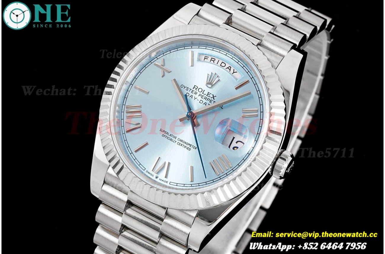 DayDate 228239 40mm Pres SS/SS Ice Blue Dial GSF A3255 (Tungsten Heavy Version)