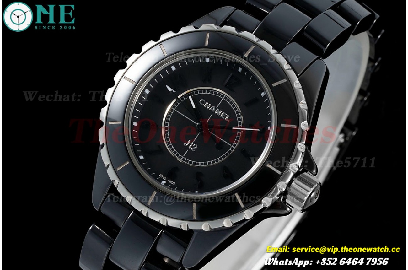 J12 33mm Black Ceramic/Cer SS Case Back HTF Quartz