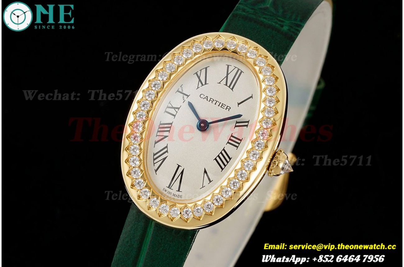 Baignoire Ladies 31mm Dia Green YG/LE White Dial AF Quartz