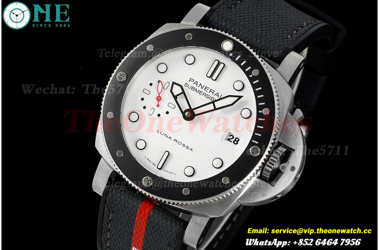 Submersible PAM1579 Luna Rossa 42mm SS/RU White Dial VSF P900