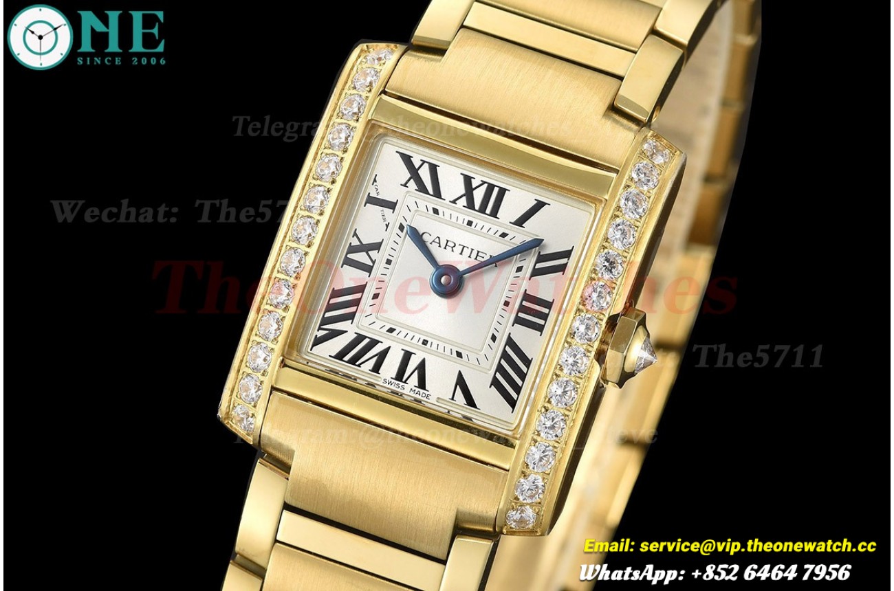 Tank Française 21.2mm Dia YG/YG Silver Dial 8848F Quartz