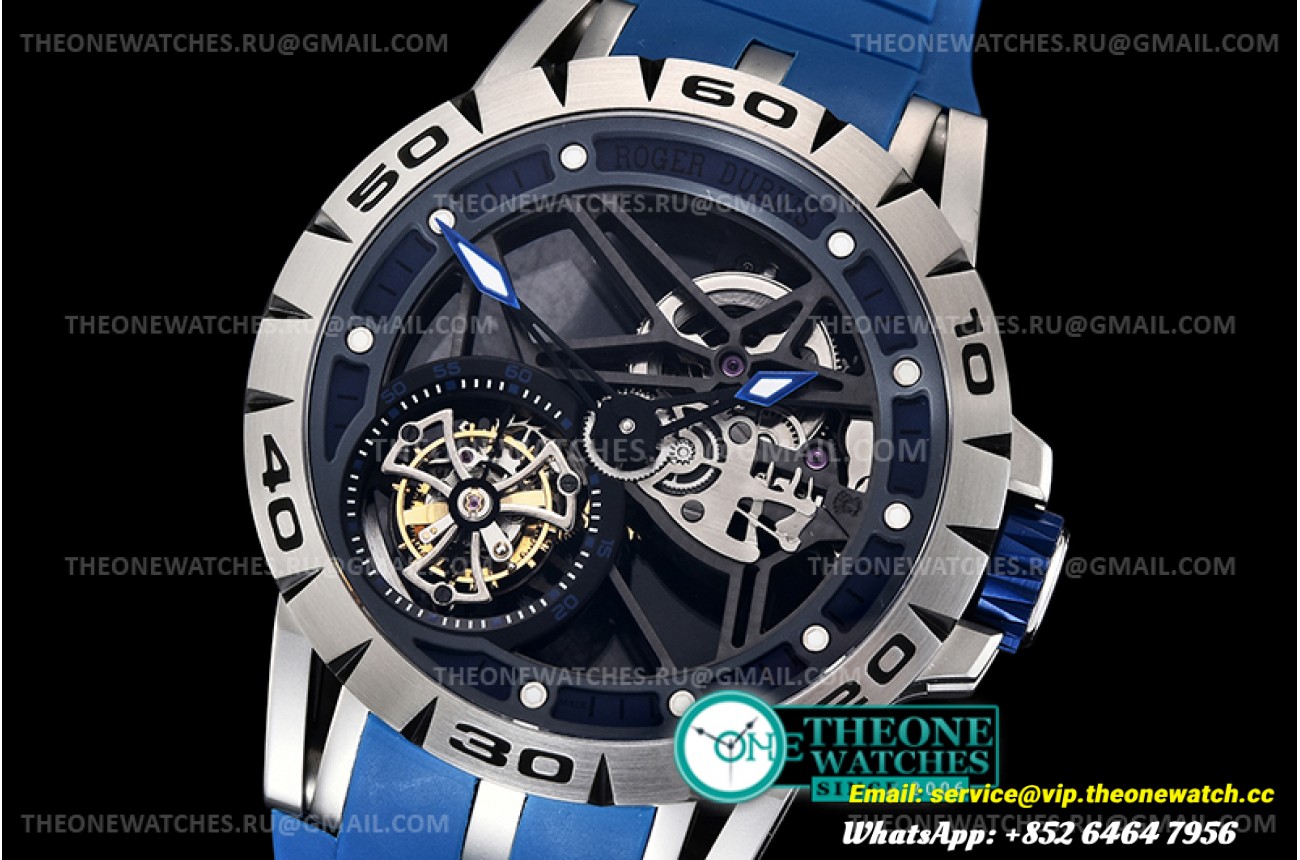 Roger Dubuis - Excalibur Spider Skele Flying Tourb TI/RU Blue JBF