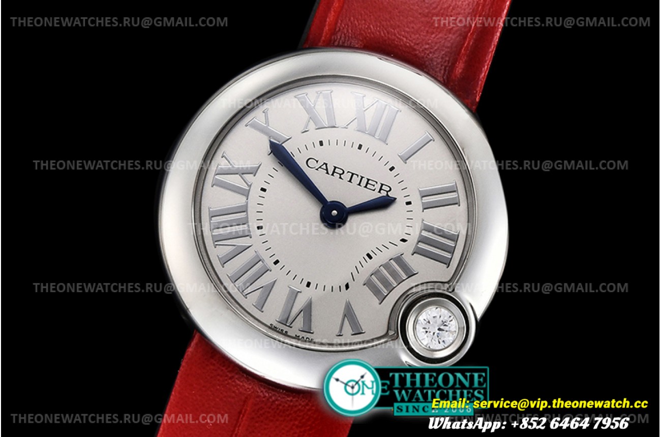 Cartier - Ballon Blanc Ladies SS/LE Wht/Rmn V6F Swiss Qtz