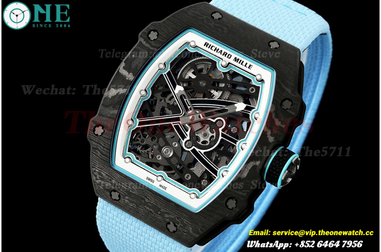 RM67-02 Black NTPT Skeleton Dial on Blue Elastic Strap UMI V2 CRMA7