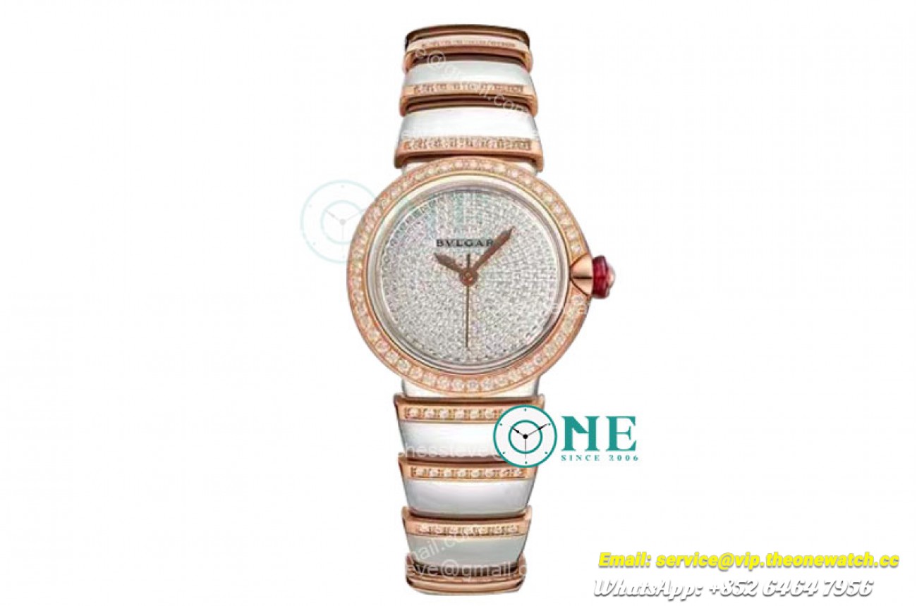 Bvlgari - Lvcea series 33mm RG/SS White/Dia Diam BVF 9015