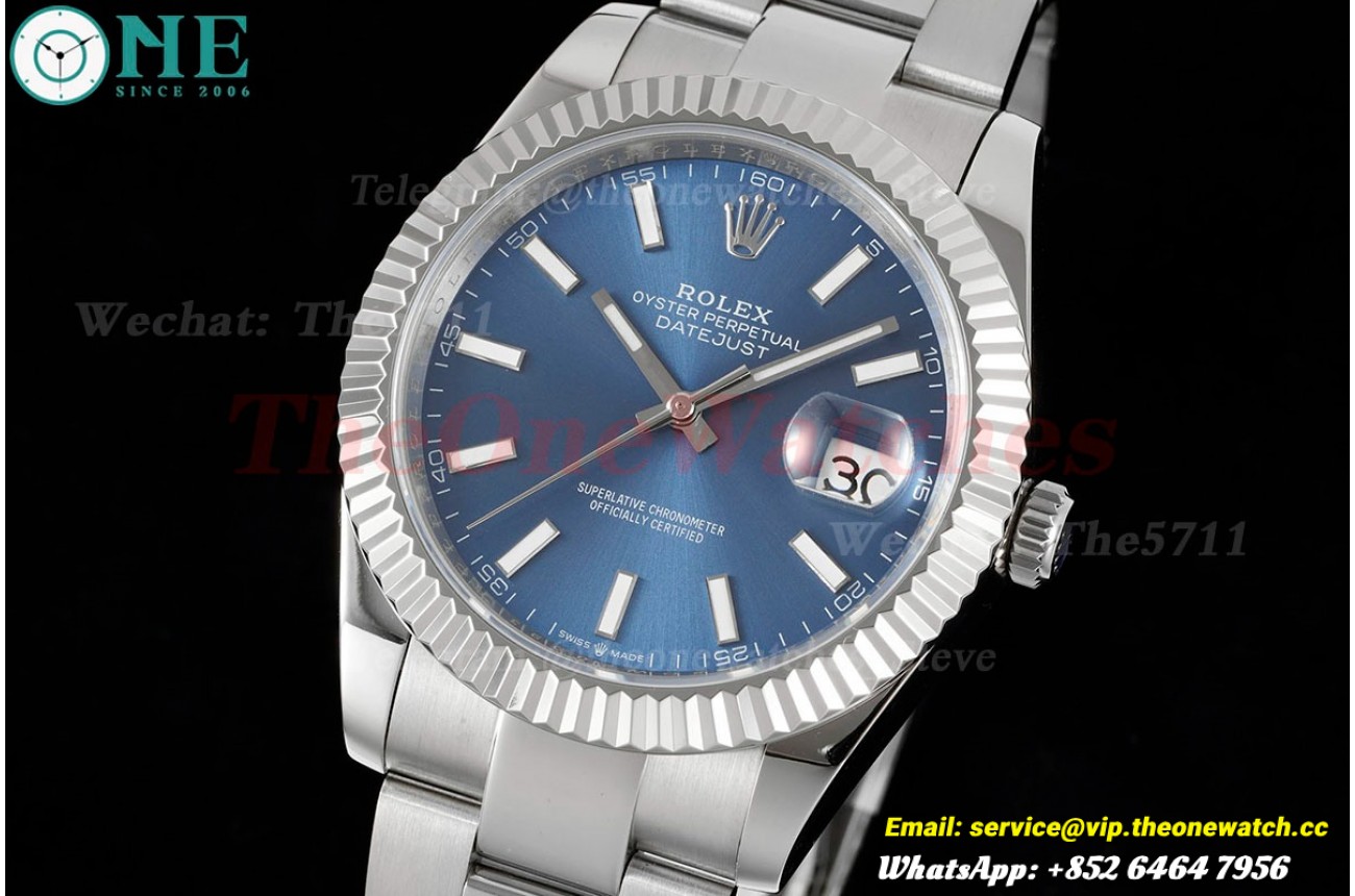 Datejust 41mm Blue/Stk SS/SS Oyster 904L DIW A3235