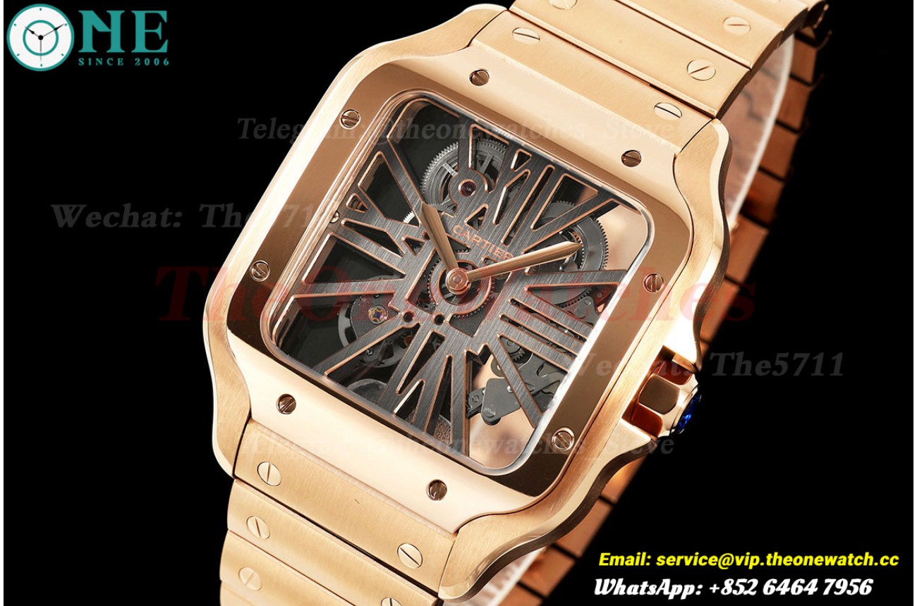 Santos De Cartier 40mm RG/RG Skeleton Dial RICHF V2 9611MC Super Clone