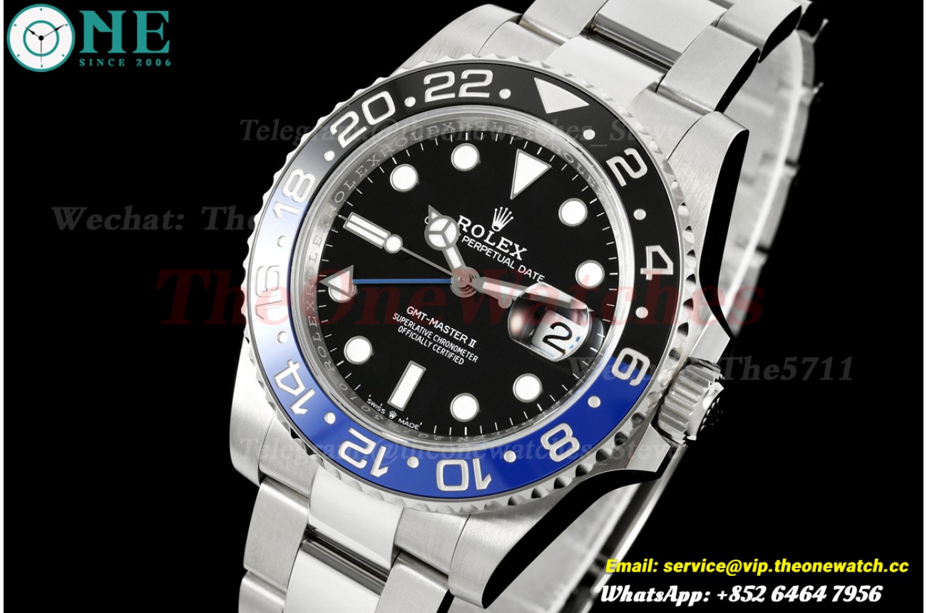 GMT Master II 126710 Batman Oys 40mm SS/SS Black Dial QF JH3285 (Free Sprung)
