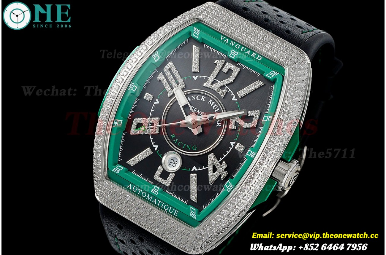 Vanguard Mens 44mm Dia SS/LE Black/Green ABF A2824