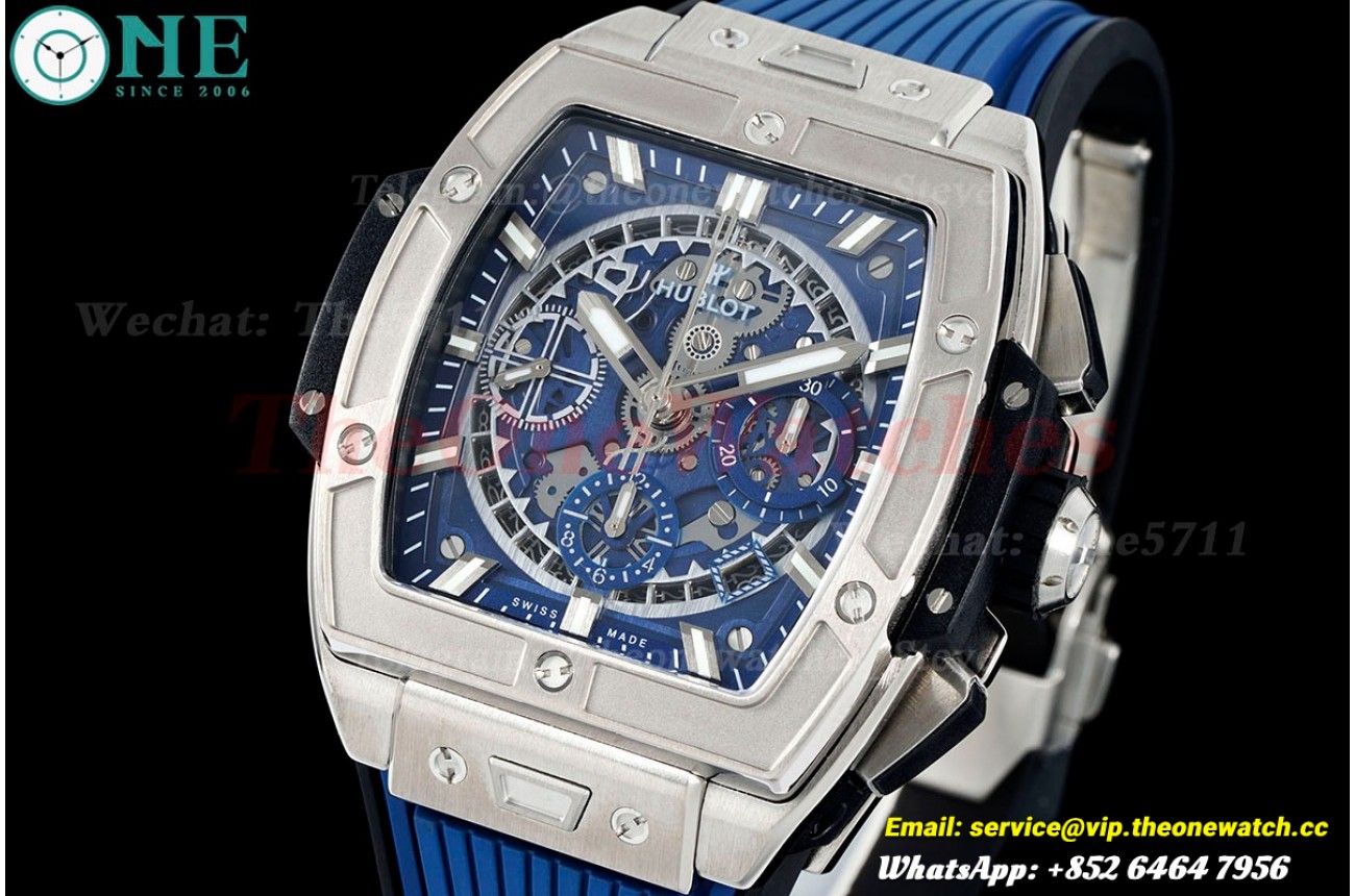 Spirit of Big Bang Chrono 42mm TI/RU Blue Skeleton Dial BBF A7750 Mod