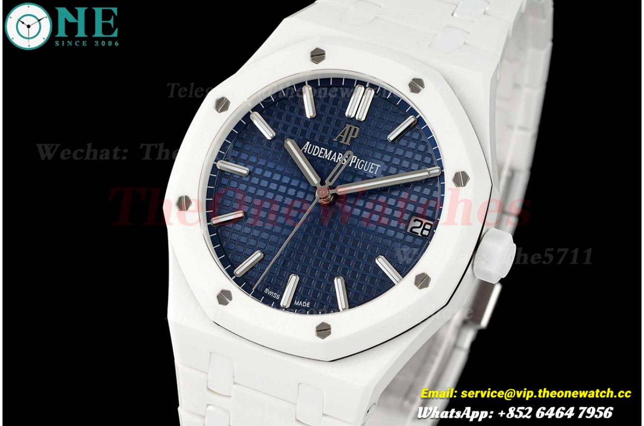 Royal Oak 41mm 15500 White Ceramic/Cer Blue Dial APSF SA4302 Super Clone