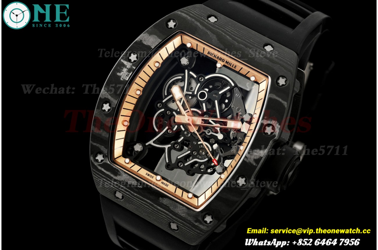 RM055 43mm Black NTPT/RU Skeleton on RG Inner Bezel A9F RMUL2 Free Sprung
