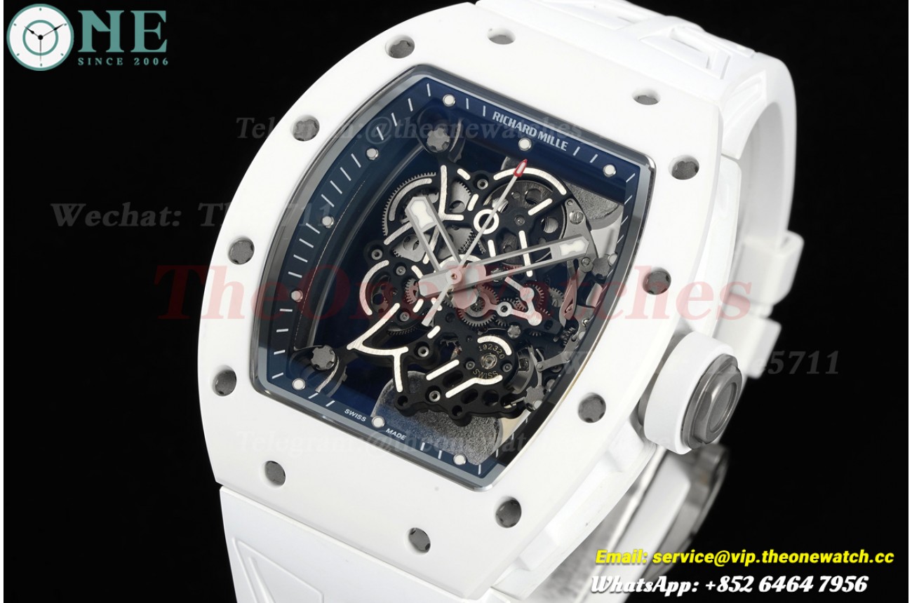 RM055 White Ceramic/RU Skeleton Dial UOKF RMUL2 Super Clone