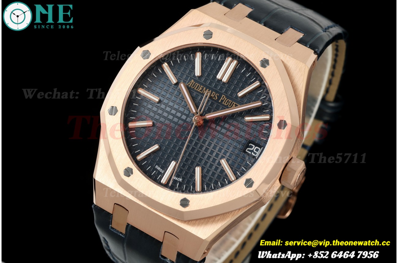 Royal Oak 41mm 15510 RG/LE Blue/Stk APSF SA4302 Super Clone (Free Sprung)