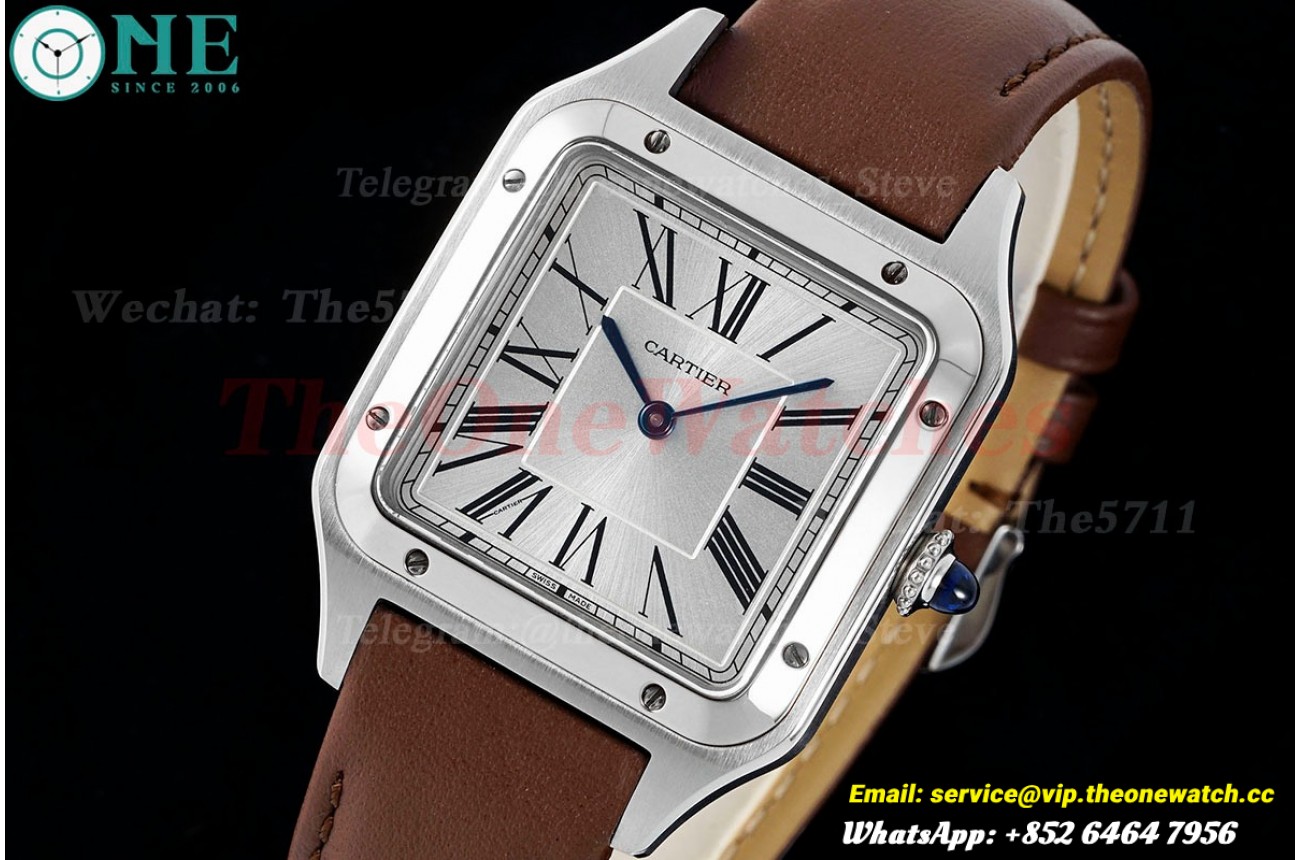 Santos Dumont Brown SS/LE Silver Dial AF Quartz