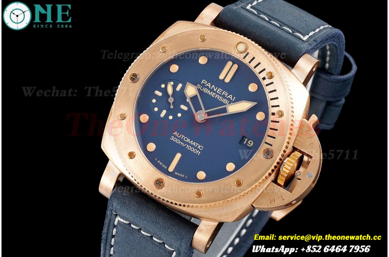 Submersible Pam1074 Bronzo 42mm BR/LE Blue Dial VSF P900