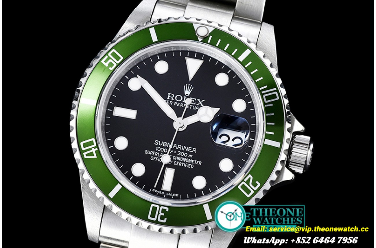 Submariner 16610LV Kermit SS/SS Black BP A3135 Mod