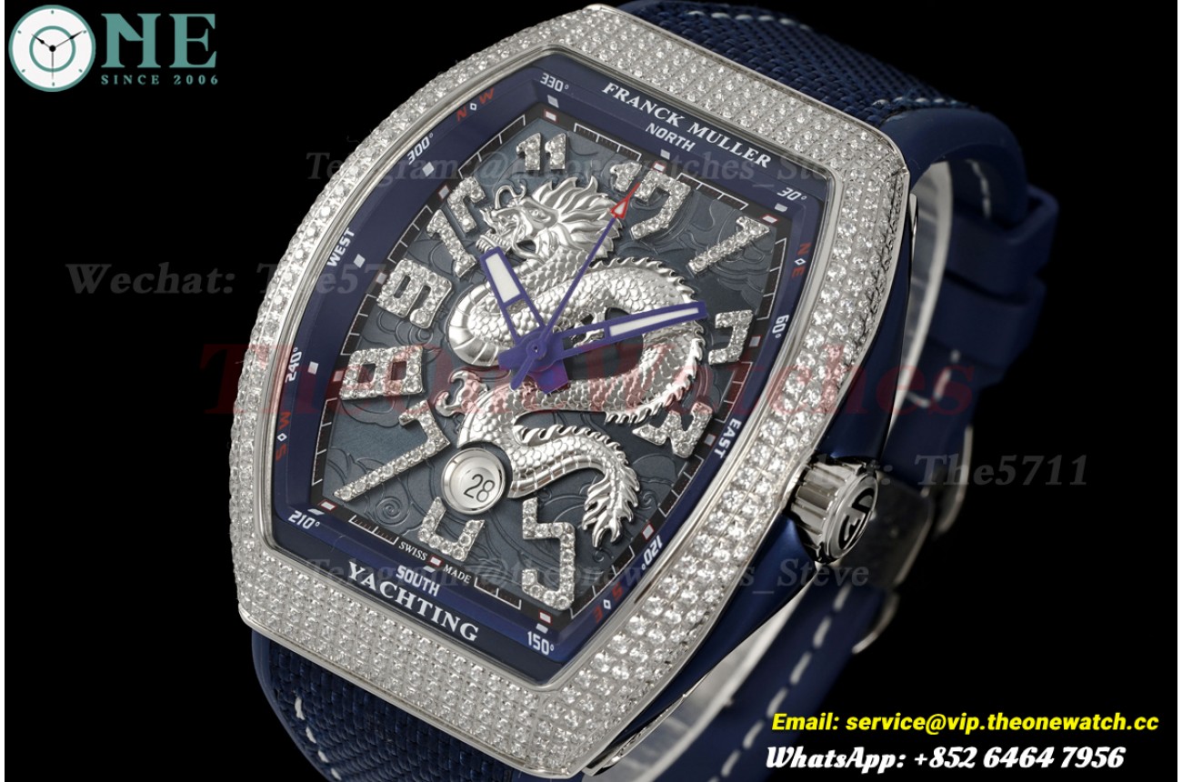 Yachting V45 Silver Dragon 44mm SS/RU Blue Dial ABF A2824