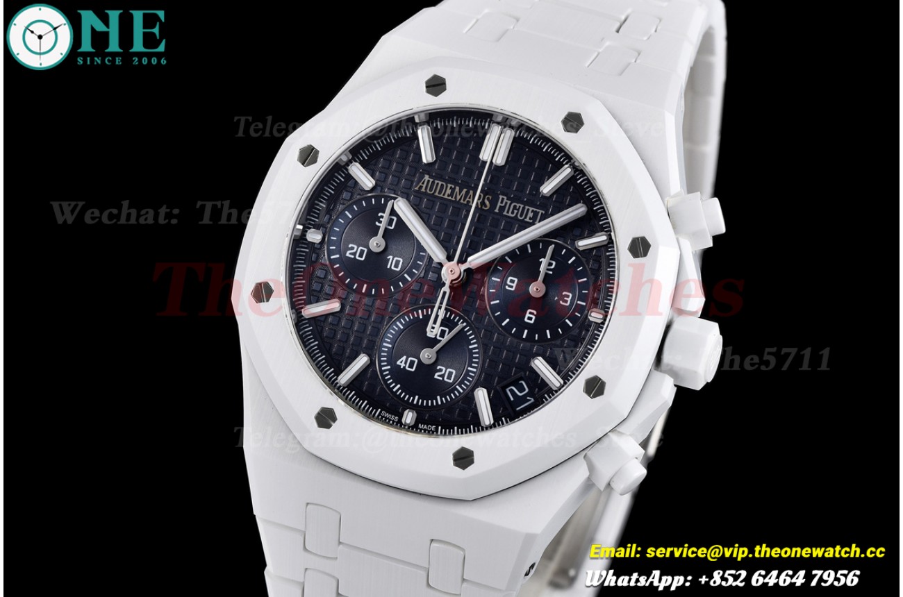 Royal Oak Chrono 26240 41mm White Ceramic/Cer Blue Dial APS SH4401 (SW Dial)