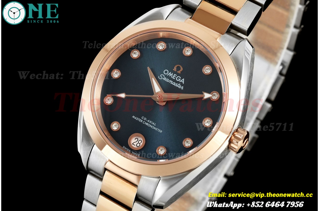 Aqua Terra Shades 34mm SS/RG Blue/Dia VRSF A8800