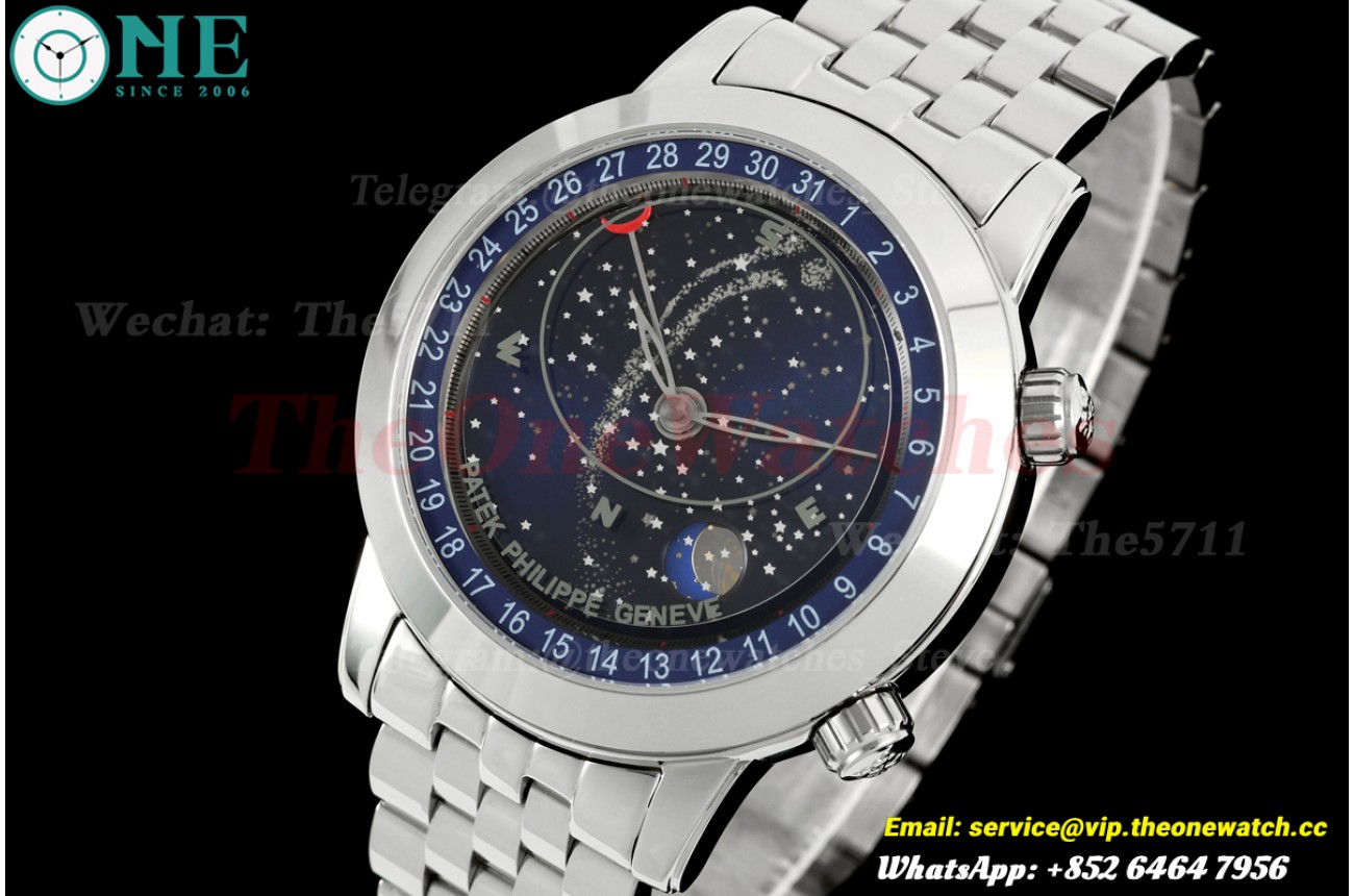 Celestial Sky Moon 6102P 43mm SS/SS Blue Dial BLS A240