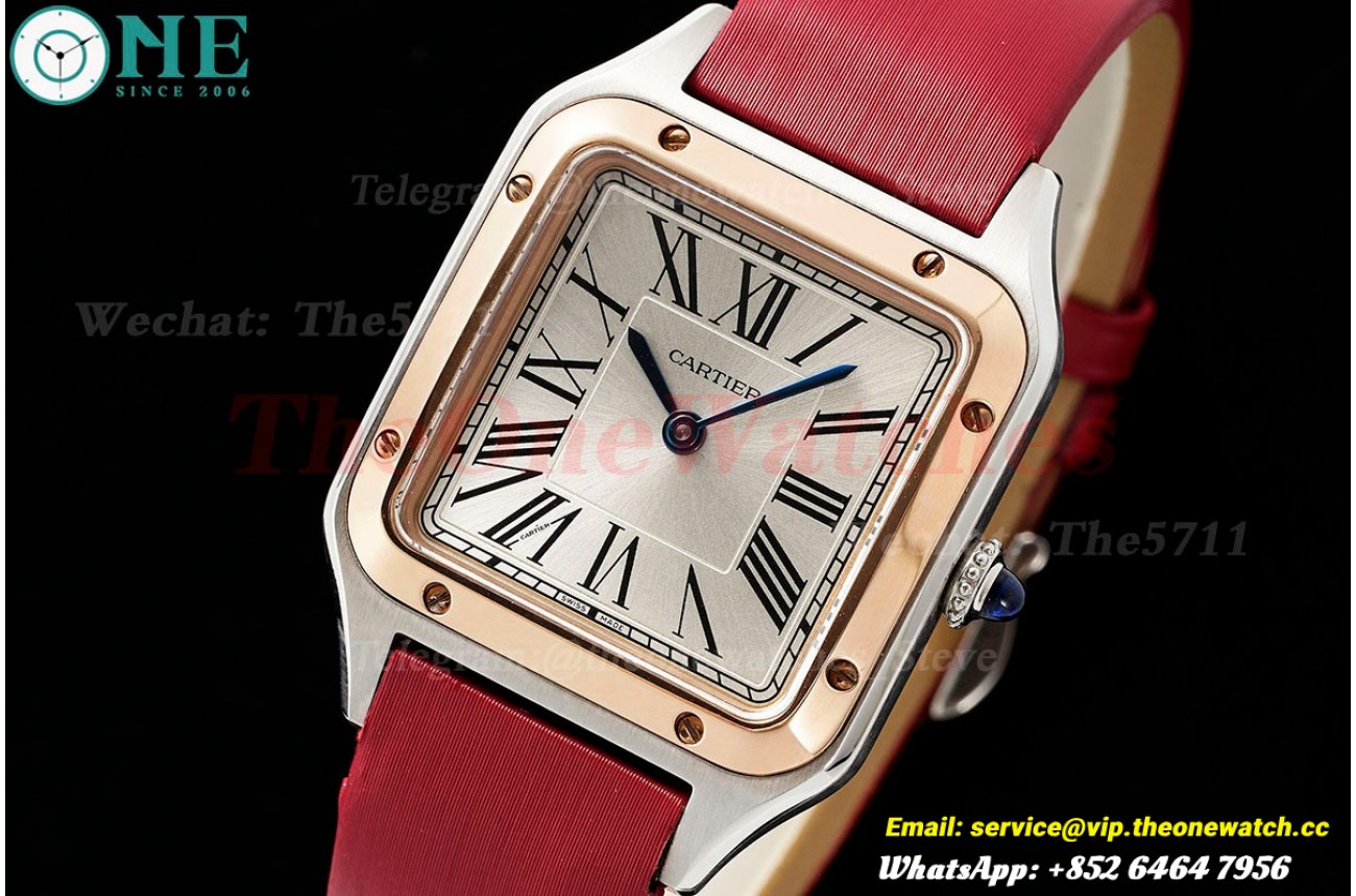 Santos Dumont Red RG/SA Silver Dial AF Quartz