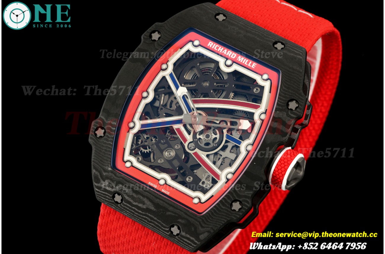 RM67-02 Black NTPT Skeleton Dial on Red Elastic Strap AVF V2 CRMA7