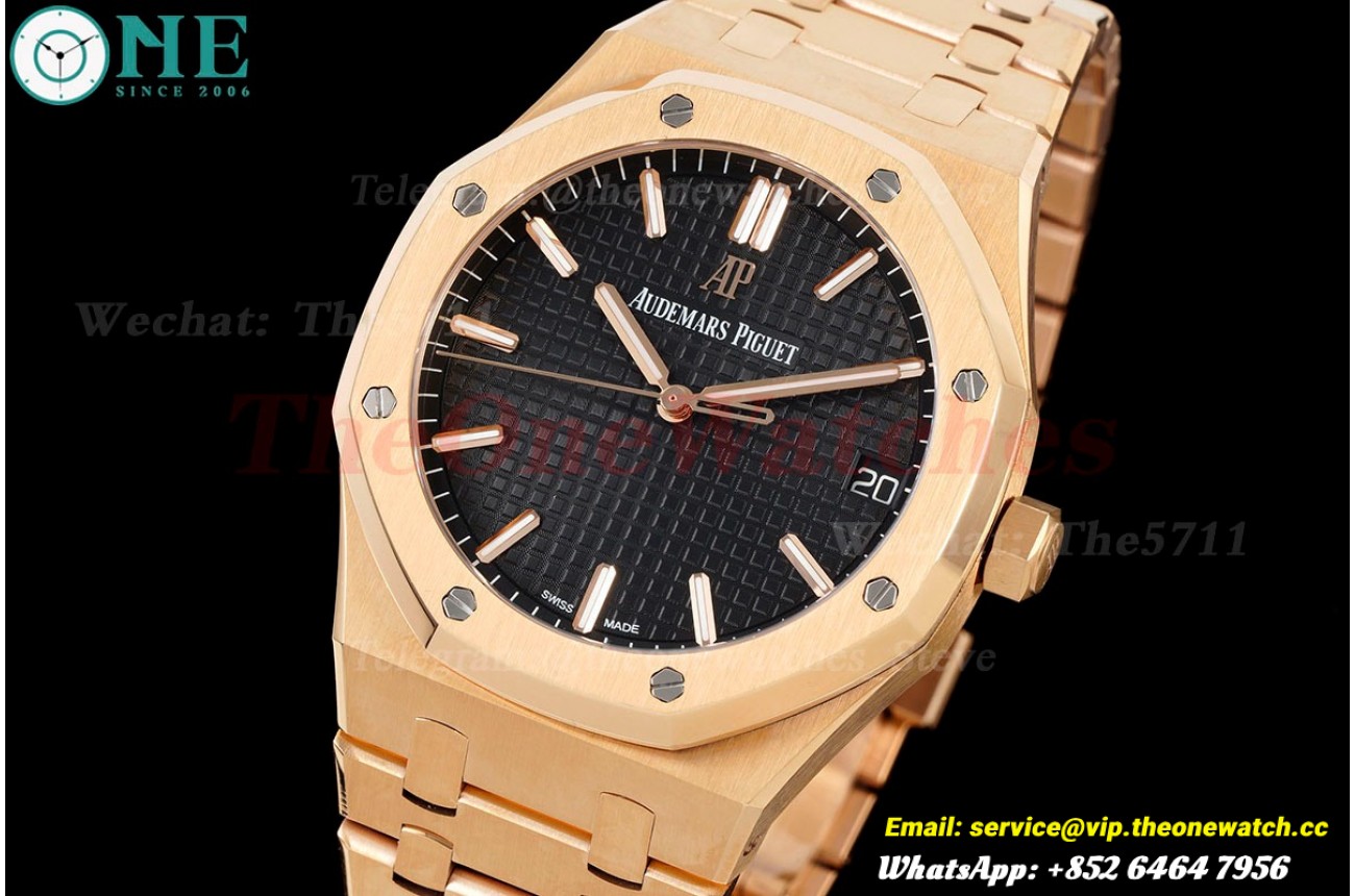 Royal Oak 41mm 15500 RG/RG Black Dial ZF V2 A4302 Mod