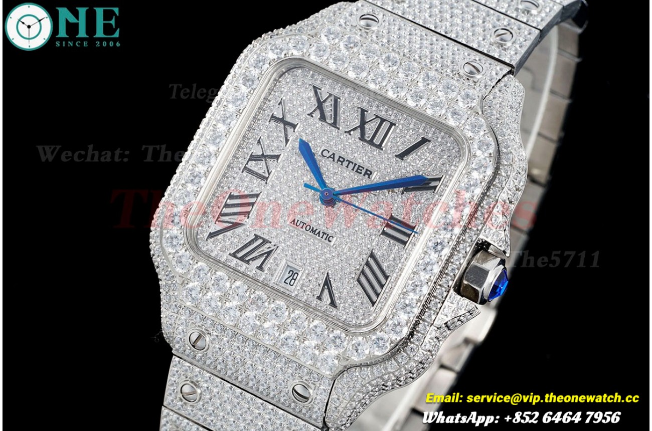 Santos 100 Mens XL 40mm SS/SS Dia/Rmn AMG MY9015