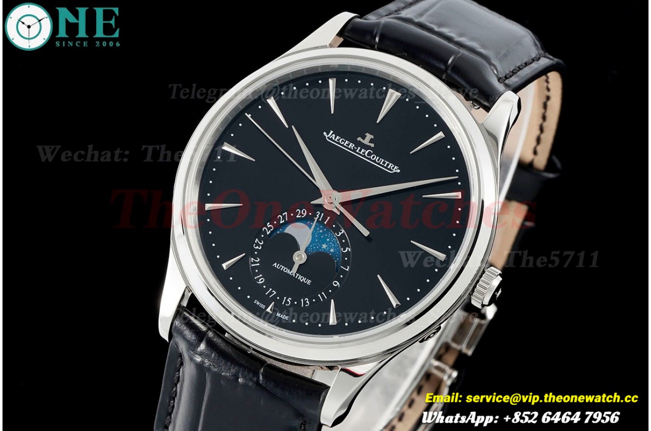 Master Ultra Thin Moonphase SS/LE Black/Stk APS A925 Super Clone
