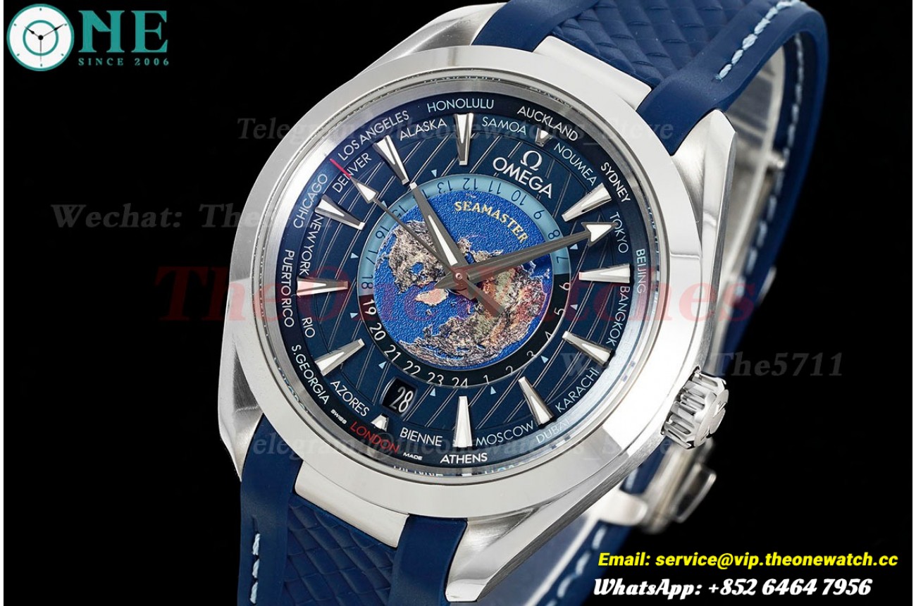 Aqua Terra 150M 43mm Worldtimer SS/RU Dark Blue Dial VSF A8938