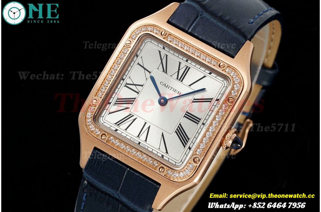 Santos Dumont Blue Dia RG/LE Silver Dial AF Quartz