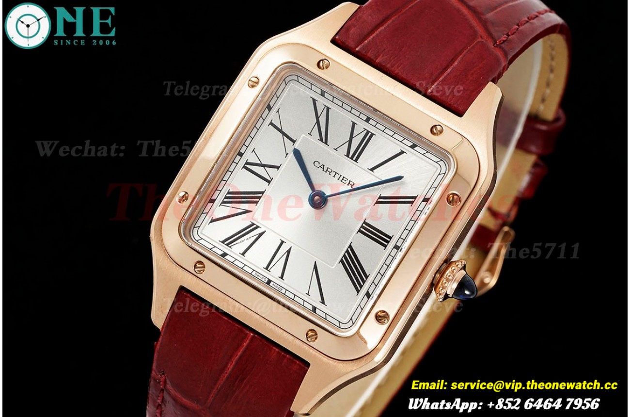 Santos Dumont Red RG/LE Silver Dial AF Quartz