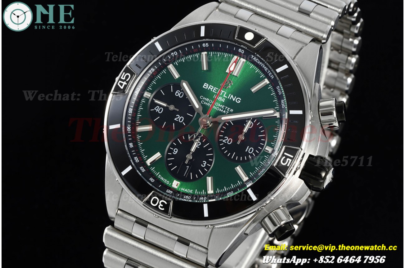 Super Chronomat B01 44MM SS/SS Green/Stk Dial BLF A7750