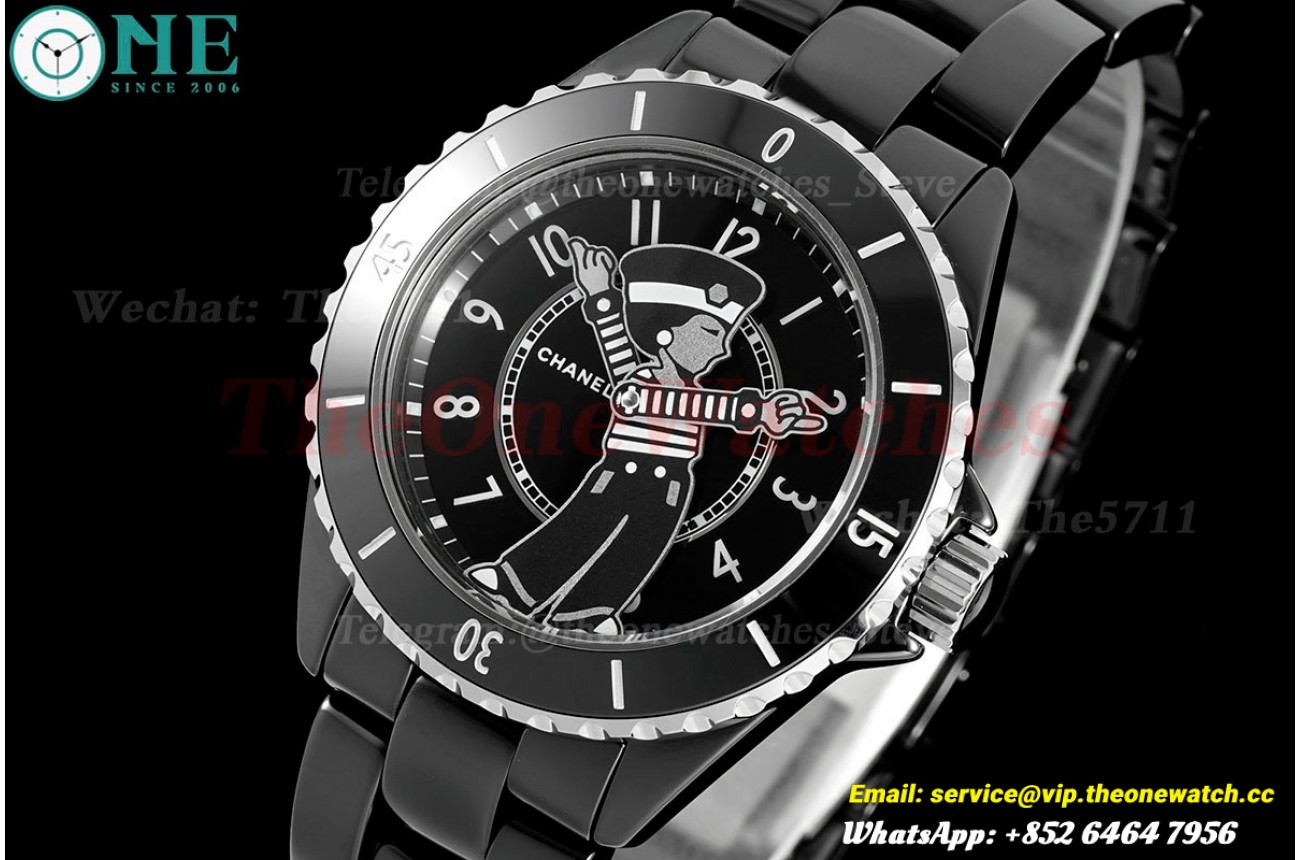 J12 38mm Black Ceramic/Cer Doll Dial HTF A2892