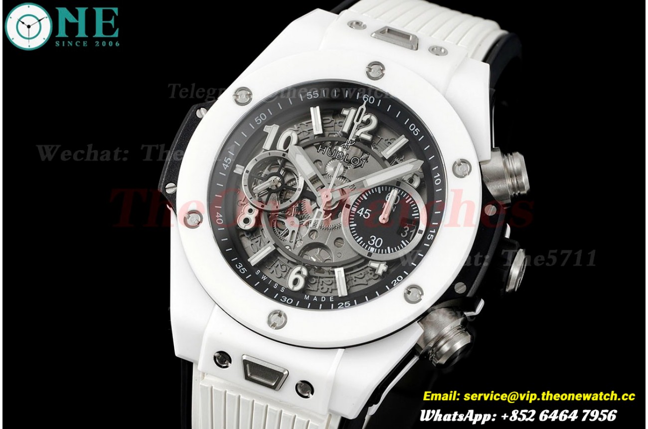 Big Bang Unico 42mm White Ceramic/RU Skeleton Dial BBF HUB1280