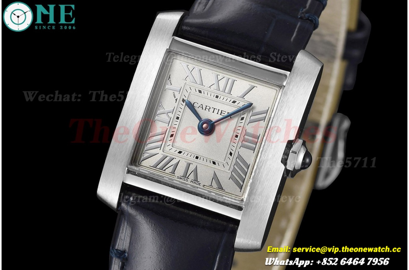 Tank Française 21.2mm Blue SS/LE Silver Dial 8848F Quartz