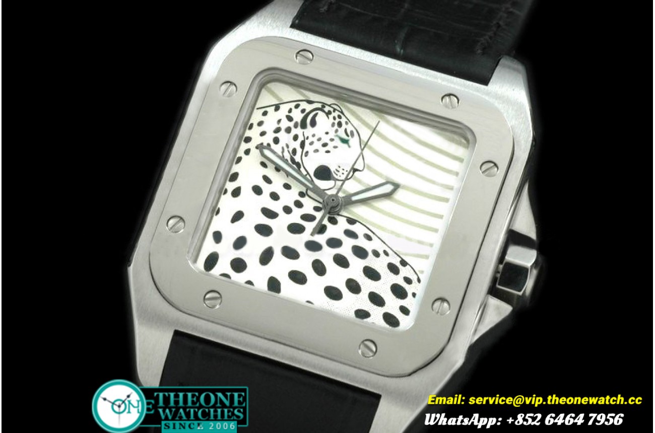 Cartier - Santos 100 Panther Mid SS/LE White Swiss Eta 2671