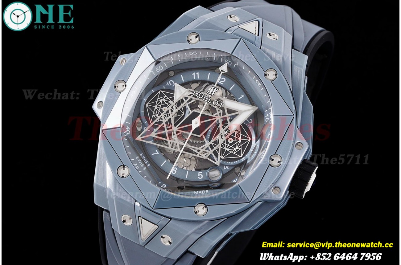 Big Bang Sang Bleu II 45mm Grey Ceramic Skeleton Dial BBF A1240