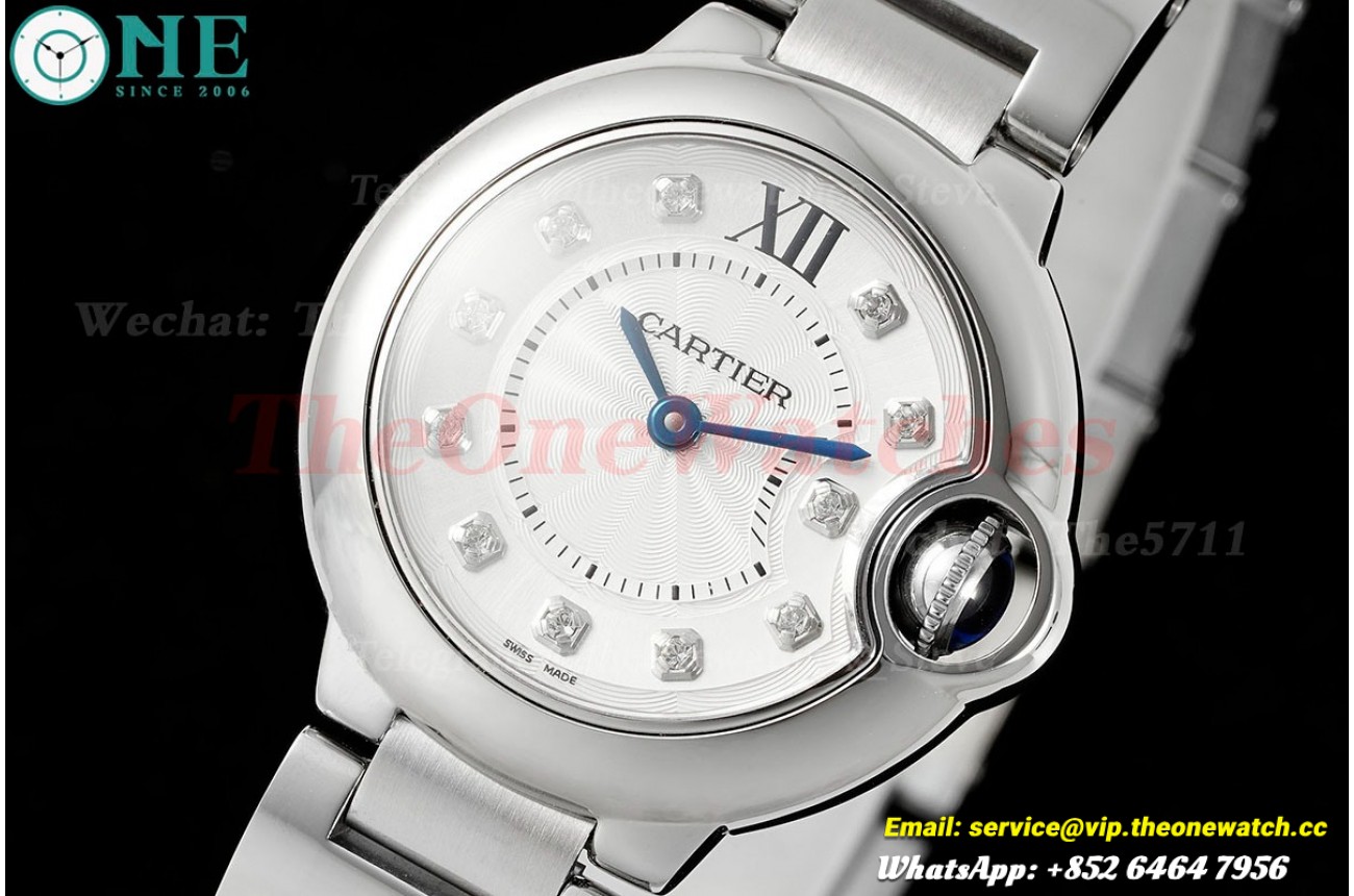 Ballon Bleu De Cartier 33mm SS/SS White/Dia AF Quartz