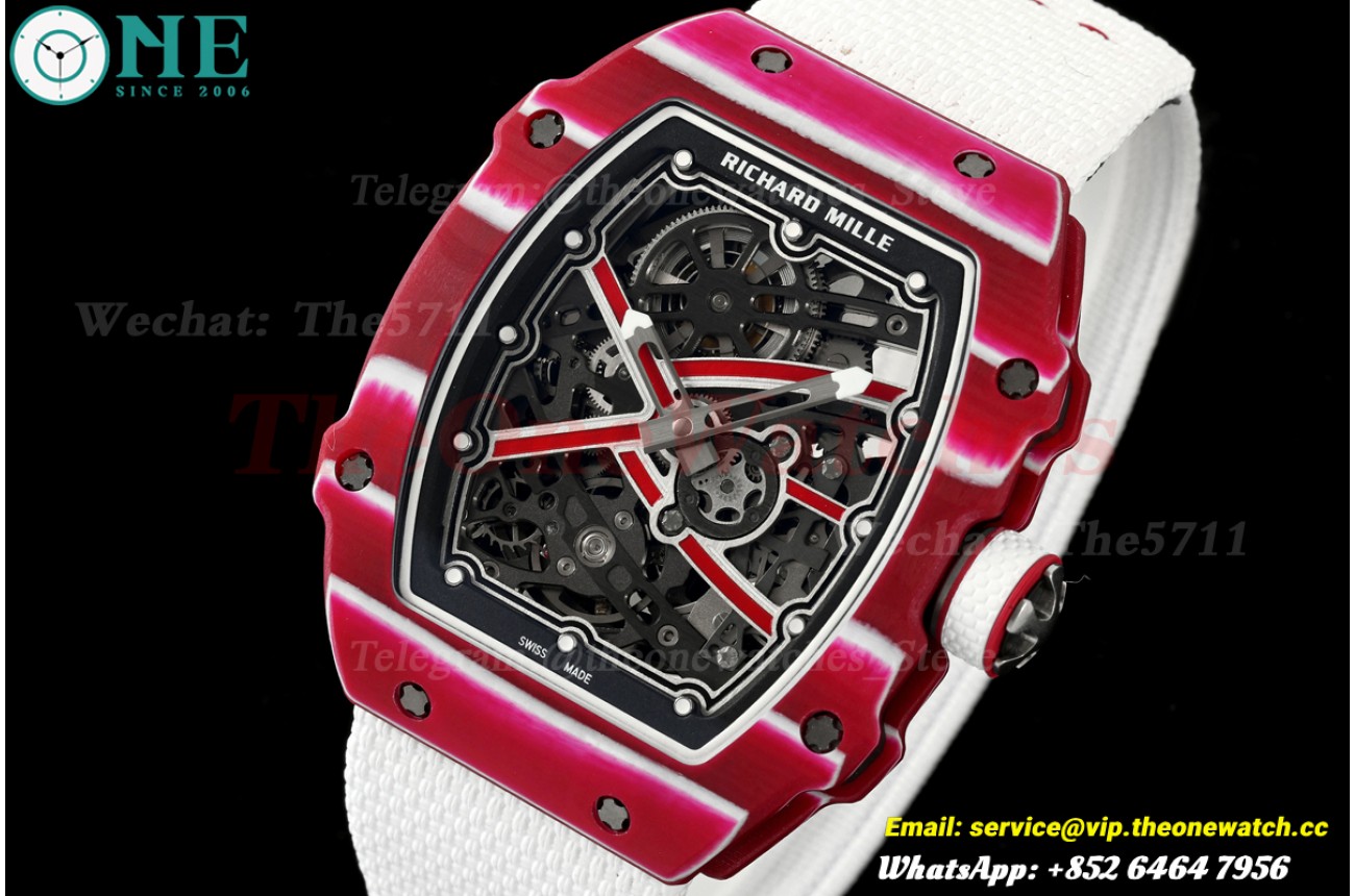RM67-02 Red NTPT Skeleton Dial on White Elastic Strap UMI V2 CRMA7